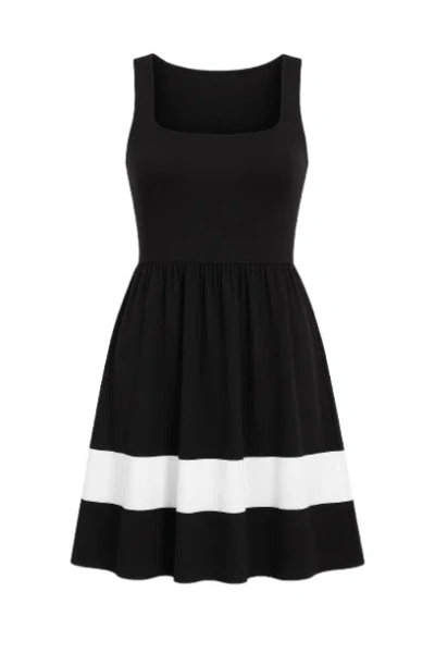 Conquista Women's Black Contrast Panel Detail Dress