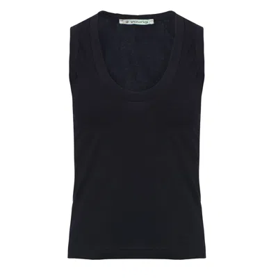 Conquista Women's Black Cotton Sleeveless Top
