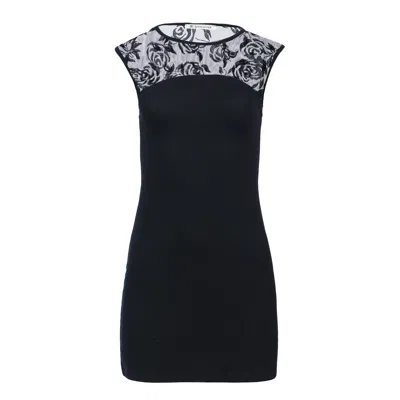 Conquista Women's Black Devore Detail Stretch Mini Dress
