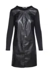 Conquista Women's Black Dress With Faux Leather Front By  Fashion In Black