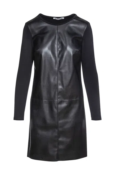 Conquista Women's Black Dress With Faux Leather Front By  Fashion