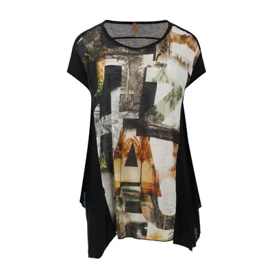 Conquista Women's Black Eclectic Voyage Oversized Top