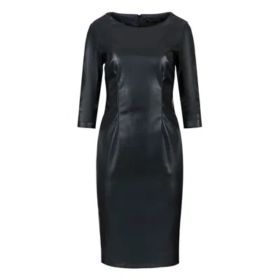 Conquista Women's Black Faux Crocodile Leather Dress