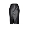 Conquista Women's Black Faux Leather Pencil Skirt By  Fashion In Black