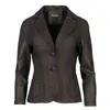 Conquista Women's Black Fitted Print Punto Di Roma Jacket With Patch Pockets In Black