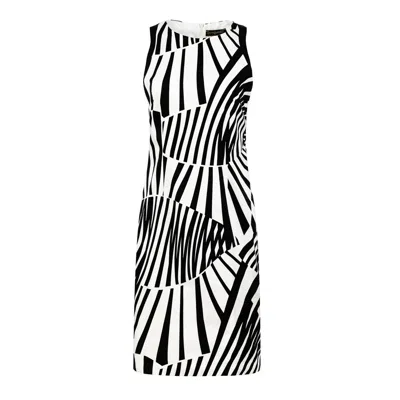 Conquista Women's Black Fitted Sleeveless Print Dress