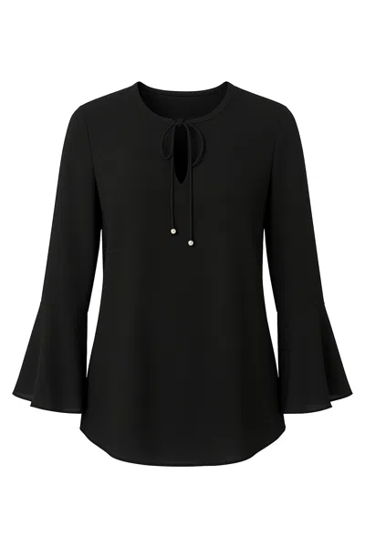 Conquista Women's Black Flounce Sleeve Top