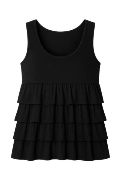 Conquista Women's Black Frill Tiered Top