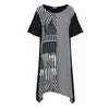 CONQUISTA WOMEN'S BLACK GRAPHIC ELEGANCE PLUS SIZE JERSEY DRESS