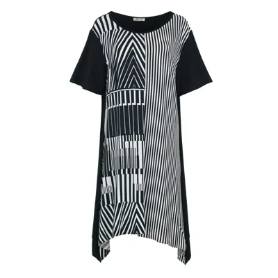 Conquista Women's Black Graphic Elegance Plus Size Jersey Dress