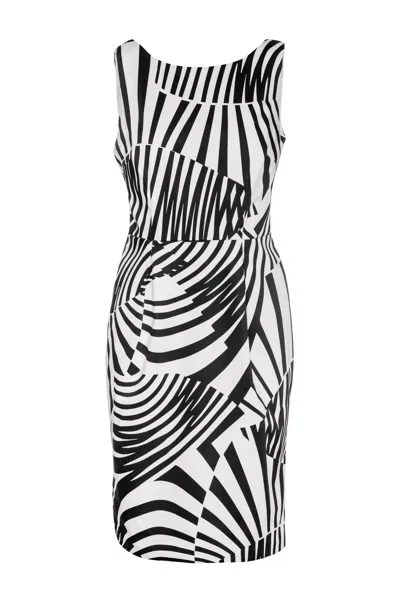 Conquista Women's Black Graphic Op-art Inspired Cotton Stretch Dress