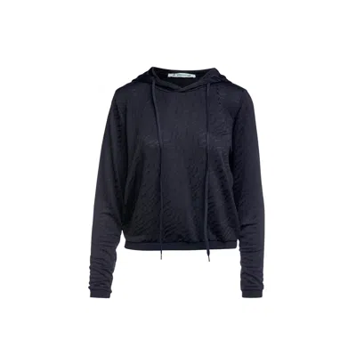 Conquista Women's Black Hooded Long Sleeve Top