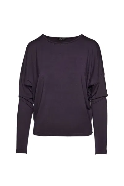 Conquista Women's Black Ink Colour Micromodal Batwing Top