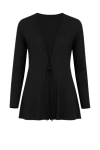 Conquista Women's Black Jersey Cardigan With Ties In Black