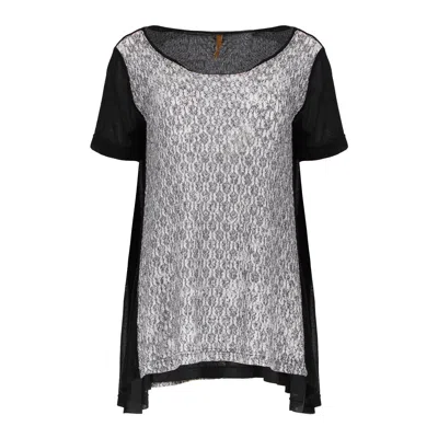 Conquista Women's Black Jersey Knit Style Short Sleeve Top