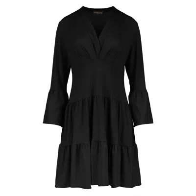 Conquista Women's Black Jersey Tiered Dress