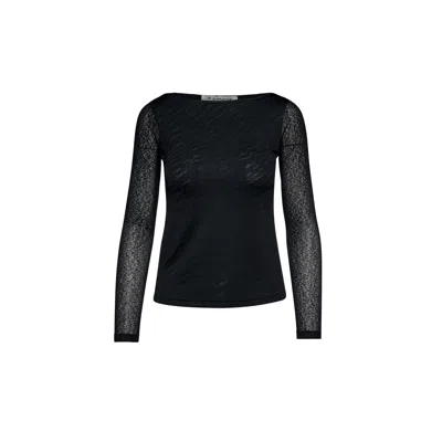 Conquista Women's Black Lace Detail Long Sleeve Top