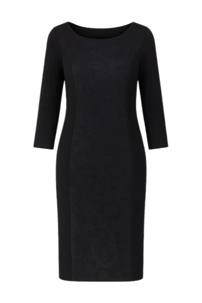 Conquista Women's Black Lace Detail Stretch Dress