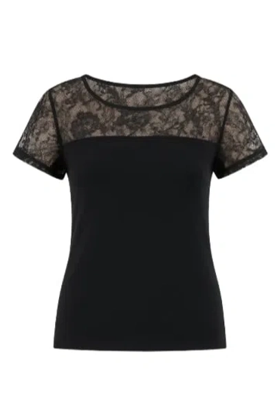 Conquista Women's Black Lace Detail Tee