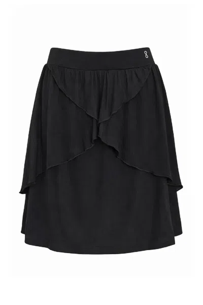 Conquista Women's Black Layered Skirt With Ruffle Detail – Elegant Contemporary Style