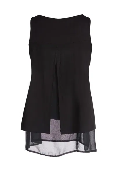 Conquista Women's Black Layered Sleeveless Top