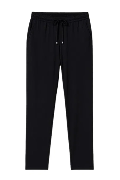 Conquista Women's Black Long Jersey Pants With Tie Detail