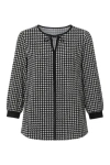 Conquista Women's Black Long Sleeve Print Top With Tie & Cuff Detail In Black