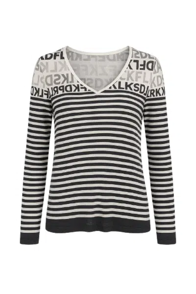 Conquista Women's Black Modern Monochrome Striped Knit Top In Multi