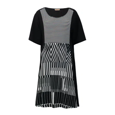 Conquista Women's Black Monochrome Melody Plus Size Dress