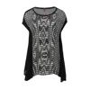 Conquista Women's Black Monochrome Mosaic Oversized Jersey Top In Black