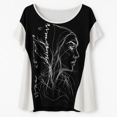 Conquista Women's Black Oversized Lightweight Jersey Top In Micromodal & Cashmere