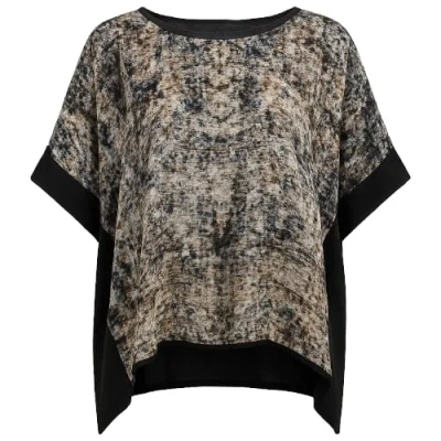 Conquista Women's Black Oversized Print Top With Sequins