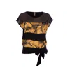 Conquista Women's Black Panel Detail Top By  Fashion In Black