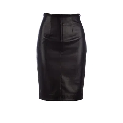 Conquista Women's Black Pleather Pencil Skirt