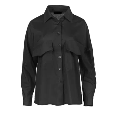 Conquista Women's Black Poplin Style Shirt