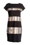 CONQUISTA WOMEN'S BLACK PRINT DETAIL STRAIGHT DRESS