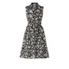 Conquista Women's Black Print Dress With Belt In Black