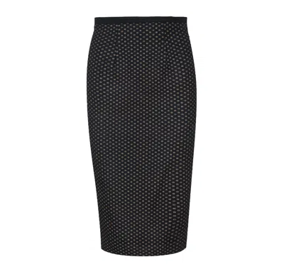 Conquista Women's Black Print High Waist Pencil Skirt