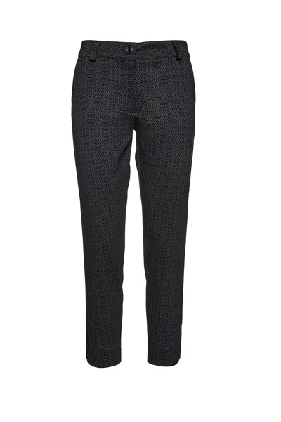 Conquista Women's Black Print Punto Di Roma Pants