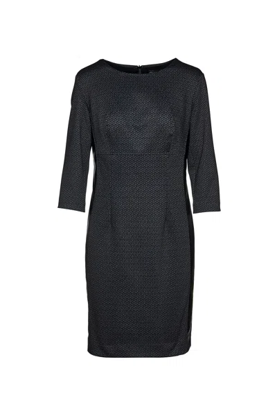 Conquista Women's Black Print Punto Di Roma Pencil Dress