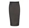 Conquista Women's Black Print Punto Di Roma Pencil Skirt With Slit In Black