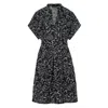 CONQUISTA WOMEN'S BLACK PRINT SLEEVELESS DRESS WITH SIDE SLITS
