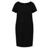 Conquista Women's Black Sack Style Punto Di Roma Short Sleeve Dress