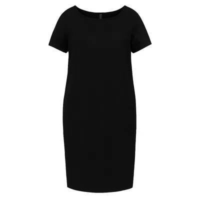 Conquista Women's Black Sack Style Punto Di Roma Short Sleeve Dress