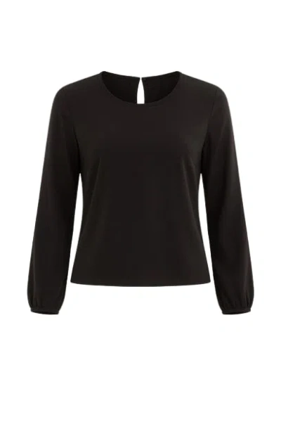 Conquista Women's Black Semi-sheer Back Top