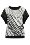 Conquista Women's Black Sheer Back Print Top In Black