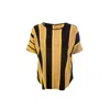 Conquista Women's Black Sheer Detail Stripe Top In Black