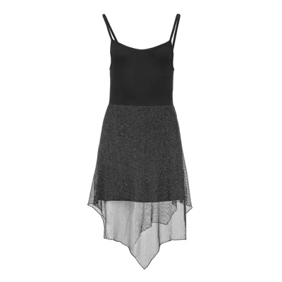 Conquista Women's Black Sheer Layer Detail Mini Dress