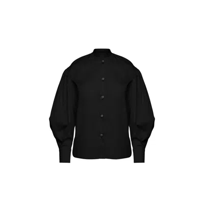 Conquista Women's Black Shirt With Bishop Sleeves