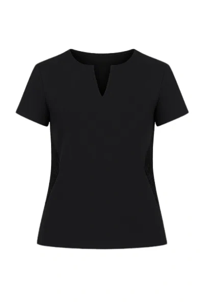 Conquista Women's Black Short Sleeve V Neck Top